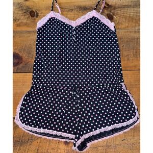 NWT Victorias Secret Womens Cami Shorts Romper Polka Dot Pajamas Size Medium